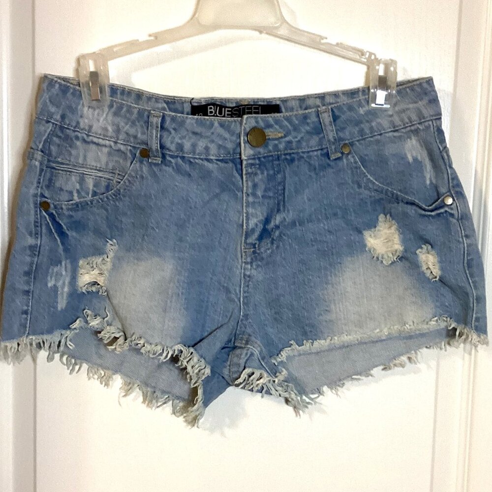 Blue Steel Jeanswear Denim Women's Short Shorts Y2K Boho Distressed